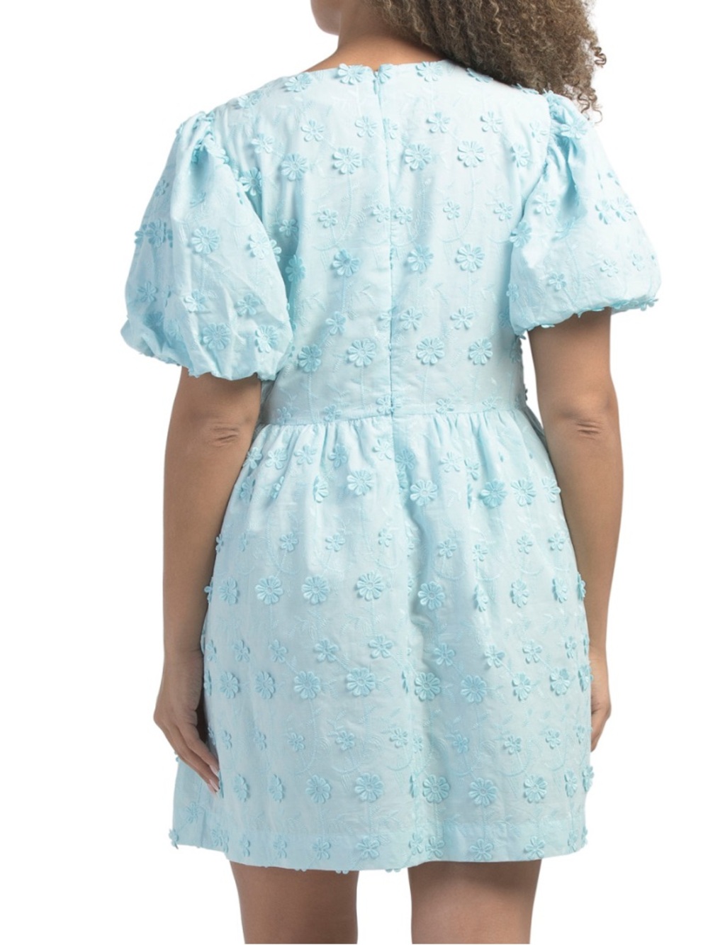 Nanette Lepore Puff Sleeve Floral Applique Mini Dress - Picture 3 of 5